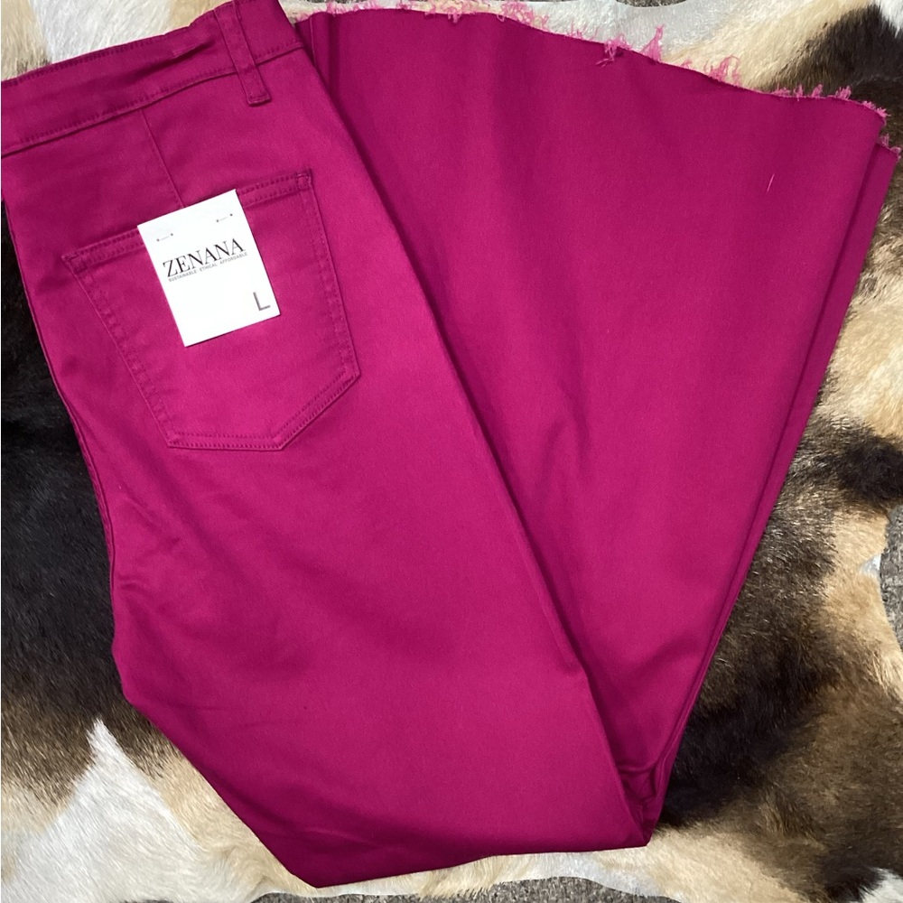 Ladies High Rise Xtra Flare, Stretch DARK PINK